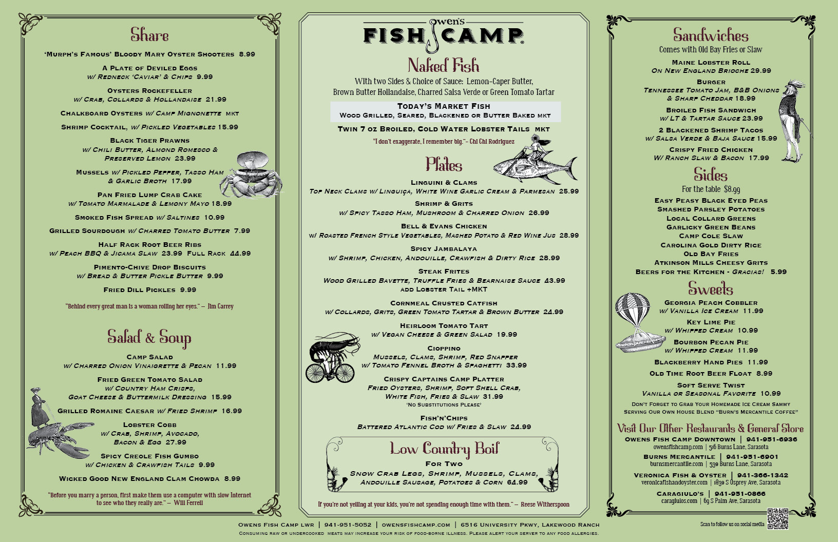 Owens Fish Camp Menu - Lakewood Ranch, Florida