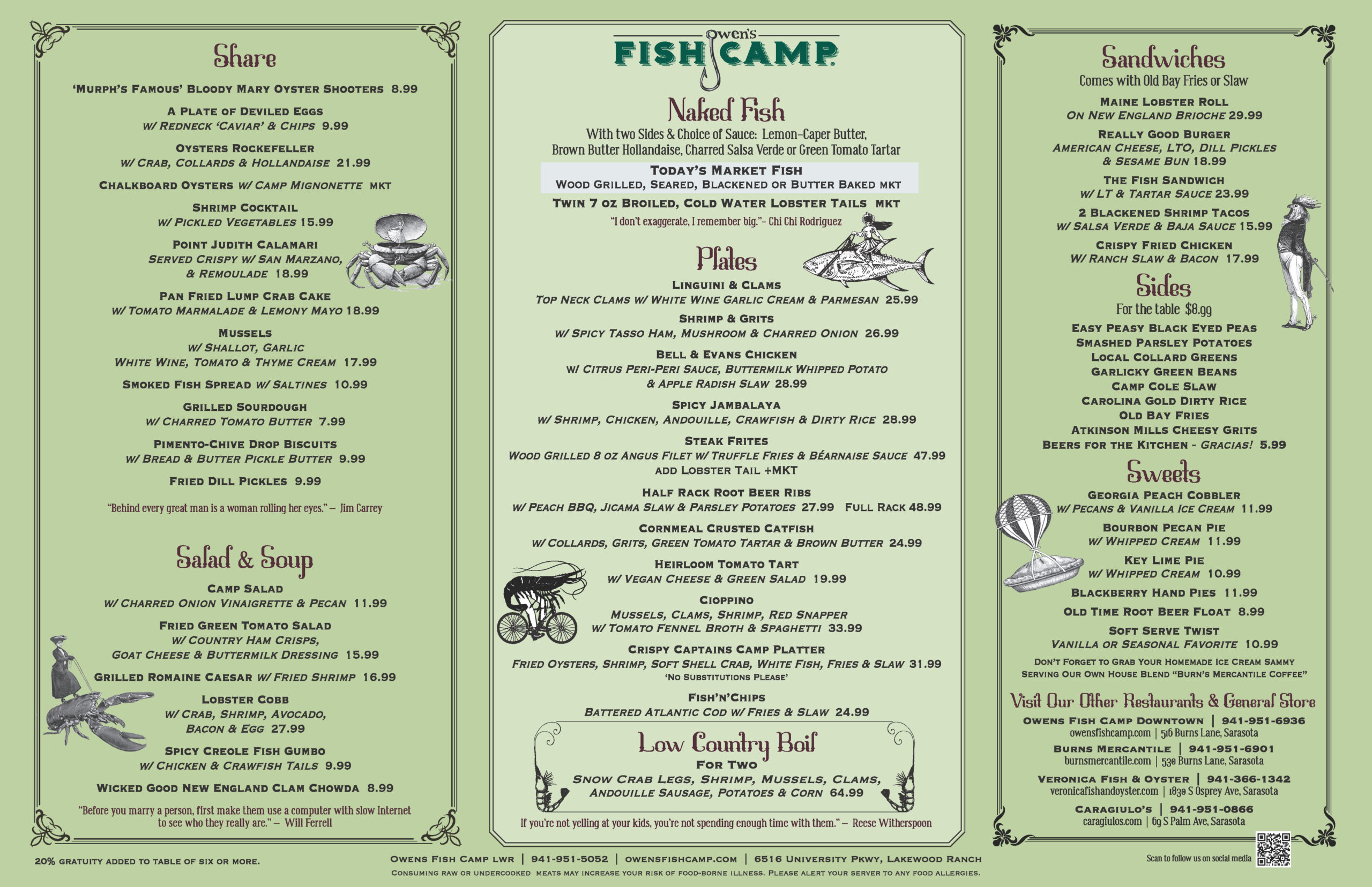 Owens Fish Camp - LWR - Menu