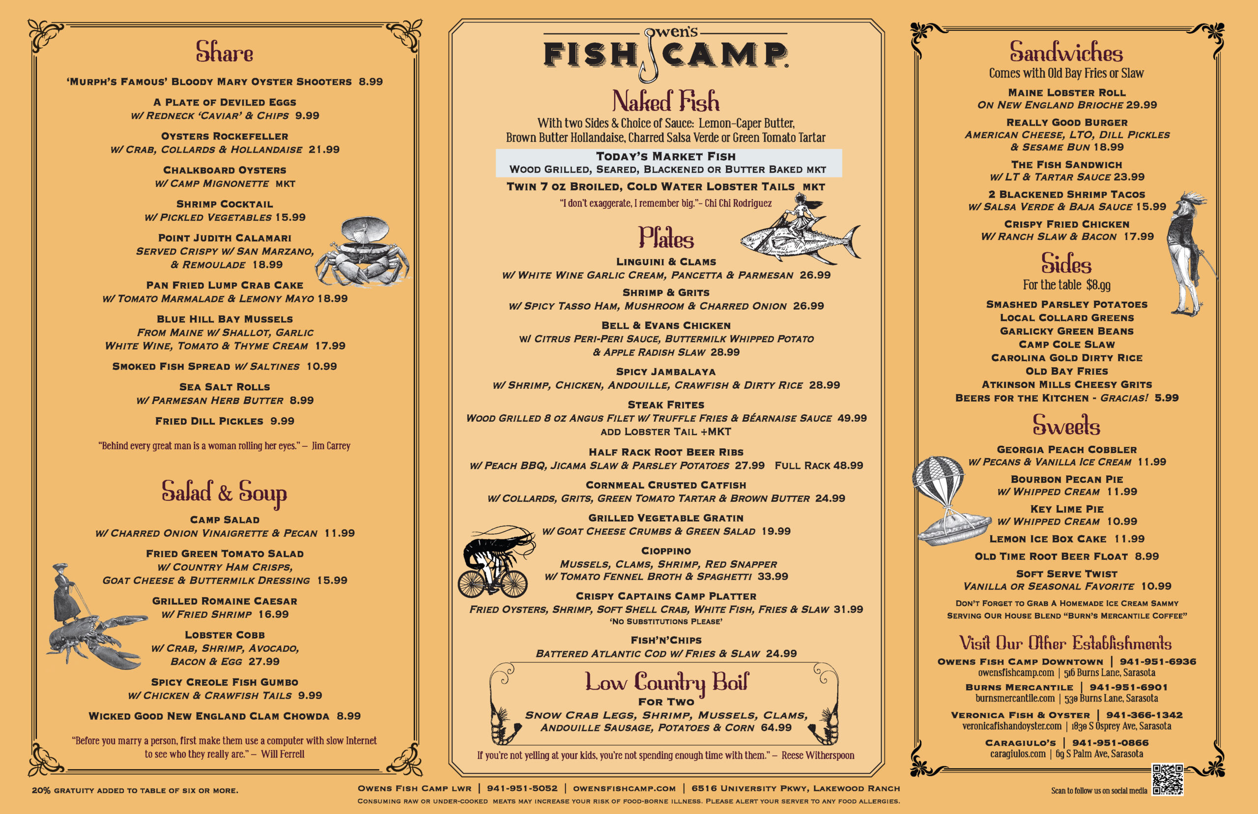 Owens Fish Camp Menu Lakewood Ranch